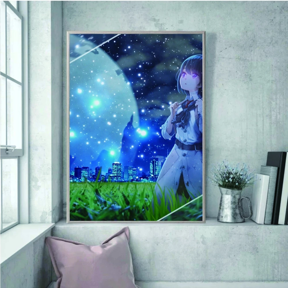 

Printed Wall Picture Anime Girl Poster Meteor Shower Night Scene Sexy No Frame Canvas Painting Art Living Room Decor Modern Home