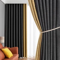 nordic cotton and linen stitching simple light luxury high grade gray thickening window curtain bedroom living room high shading