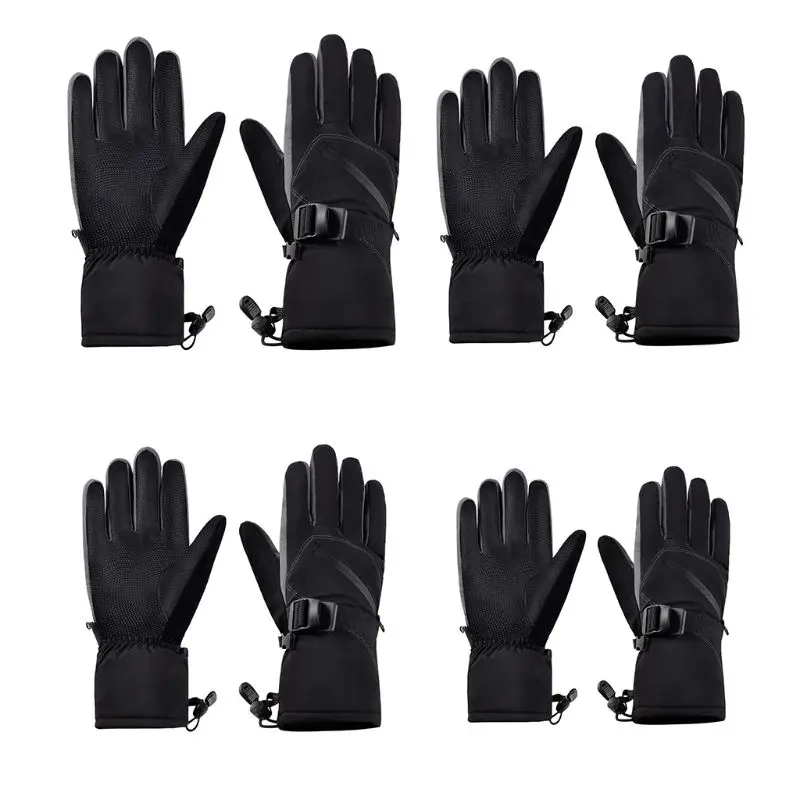

1 Pair Unisex Waterproof Anti Slip Warm Gloves Zipper Pocket Adjustable Cuff