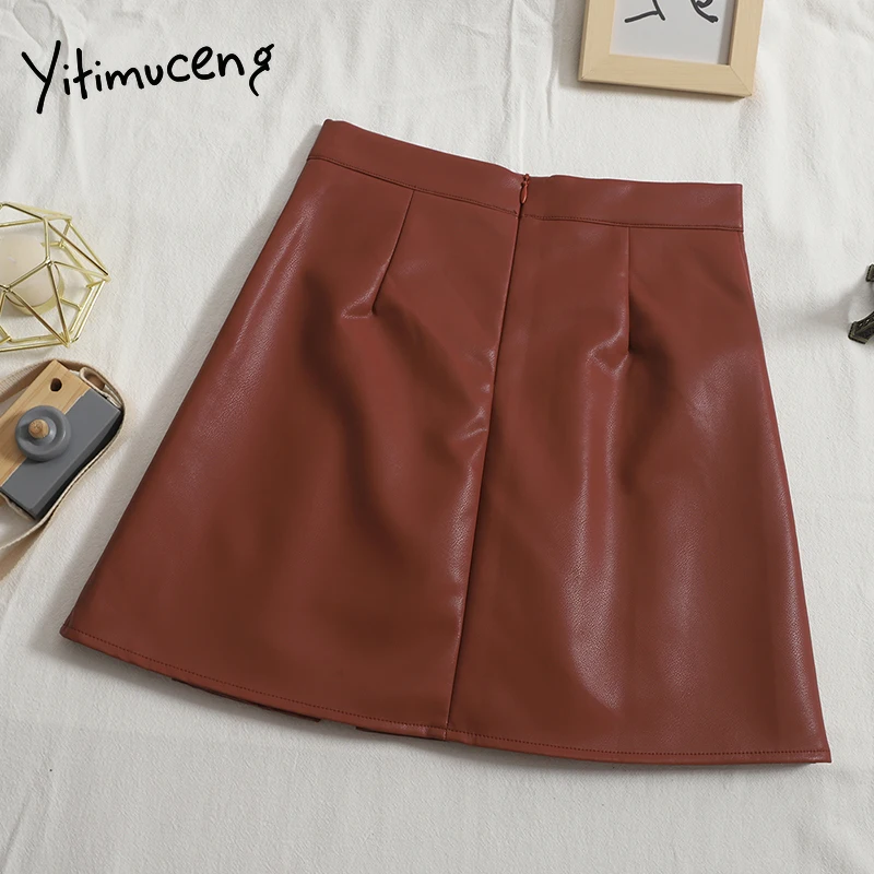 Женская плиссированная юбка из ПУ кожи бежевая однотонная мини-юбка с высокой