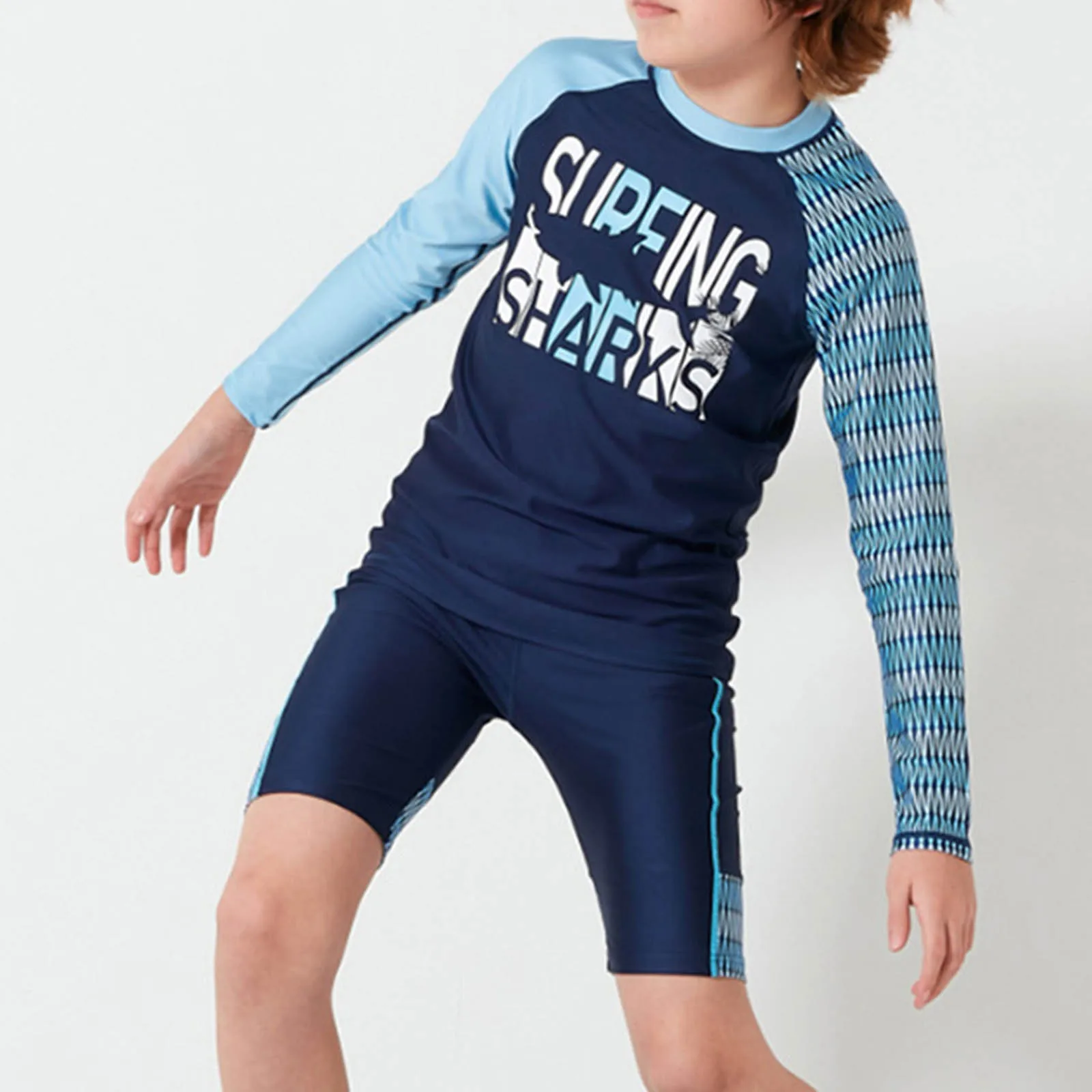 Купальник с длинным рукавом для мальчиков комплект плавания шорты и Кепка