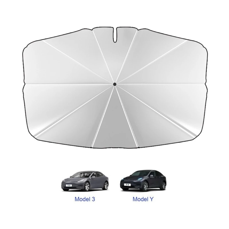 

Car Windshield Shade Umbrella Foldable Sunshade Cover UV Block Front Window Protect Vehicle from Heat for Model 3/Y R2LC