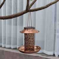 solar light led bird feeder hanging birds food feeders with holes container for indoor outdoor garden yard decorating