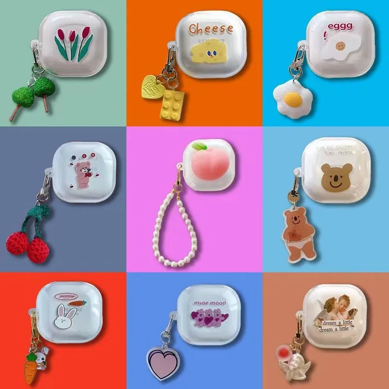 

Cute Cartoon For Samsung Galaxy buds live / buds PRO /buds 2 Case Wireless Bluetooth Headset transparent pendant Protect Case