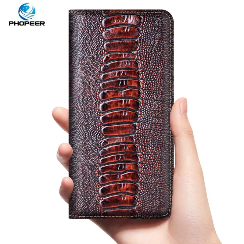 

Ostrich Genuine Leather Case For HTC Wildfire X E E1 E2 Plus E3 R70 Cowhide Flip Cover Cases