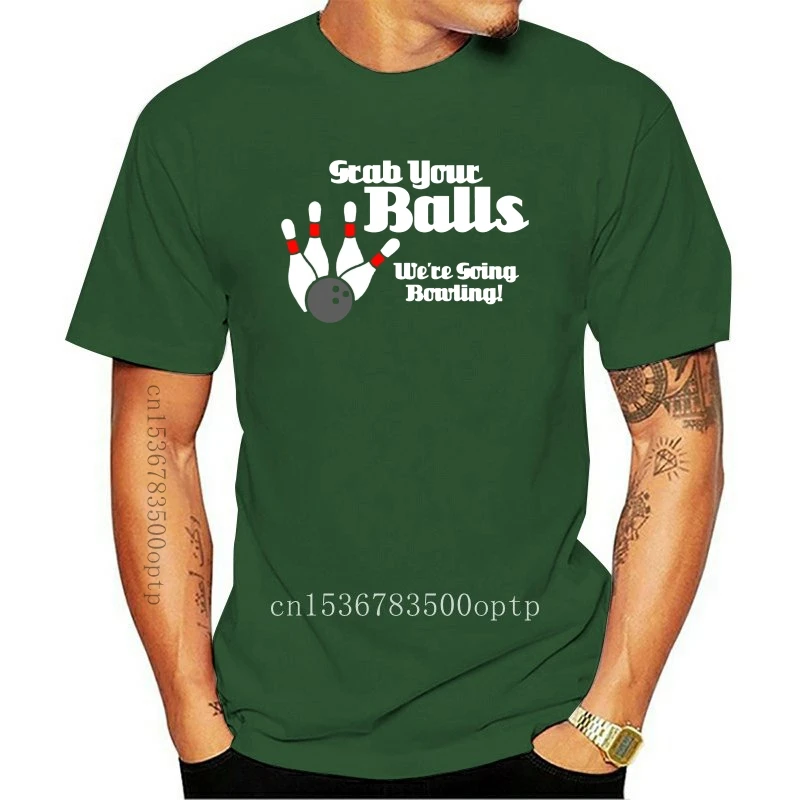 

Мужская хлопковая футболка с коротким рукавом, принтом Bowlinger Balls, 100% хлопок