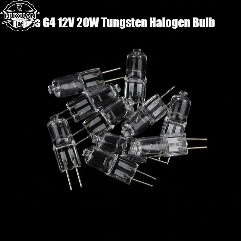 

10pcs/lot Super Bright Halogen Light G4 12V 20W G4 Tungsten Halogen Bulb Lamp Lighting Light Bulb