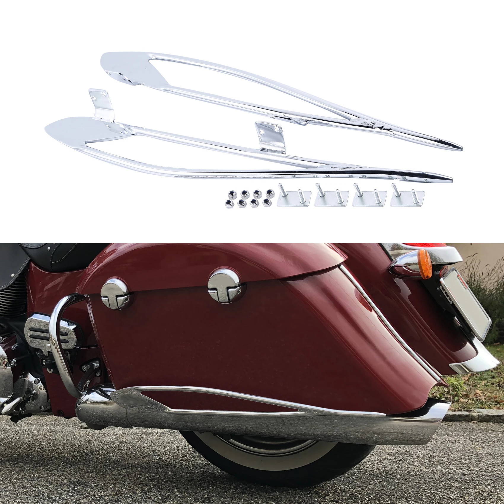 

Хромированные защитные поручни для седельной сумки мотоцикла Pinnacle для Indian Roadmaster 15-20 Chieftain 14-18 Dark Horse 16-18 Chieftain14-18