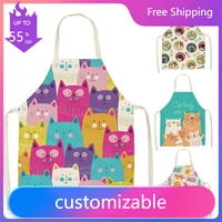 cartoon cat apron baking apron linen apron kitchen mats woman household cleaning tools cooking aprons for woman kitchen apron