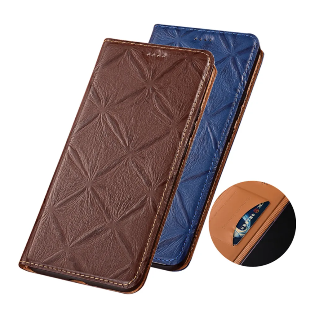 

Cow Skin Leather Magnetic Book Flip Phone Case For Samsung Galaxy A8 Plus 2018/Galaxy A8 2018 Phone Cover With Card Slot Holder