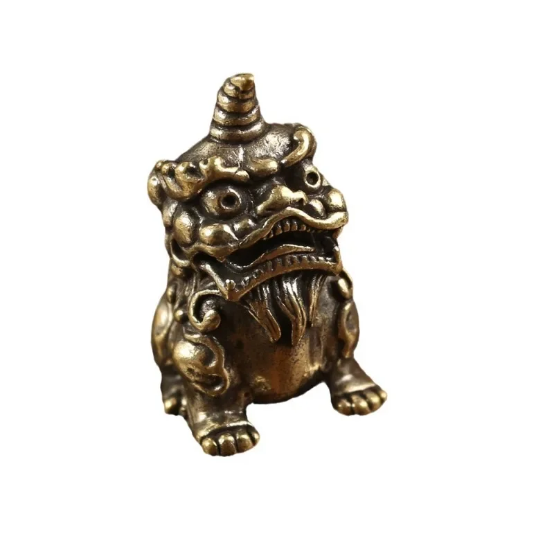 Антикварная медная статуя китайского единорога маленький орнамент винтажные