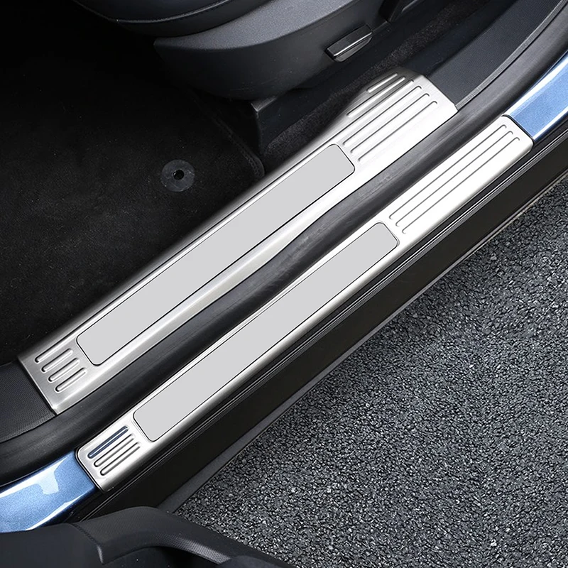 

For Ford Mustang Mach-E 2021 2022 Stainless Silver Black Door Sill Scuff Plate Pedal Entry Guard Protector Cover Car Accessories