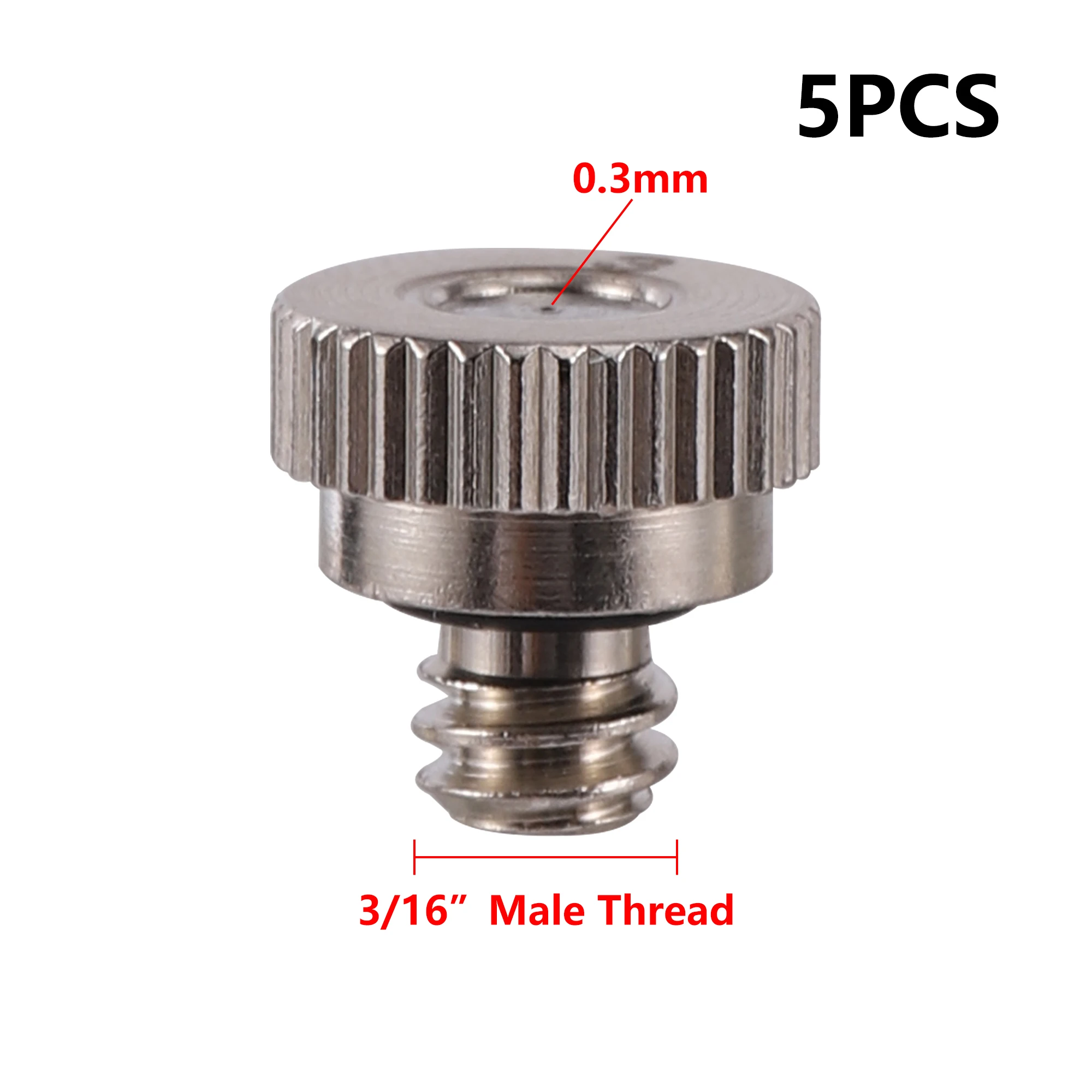 5pcs 0.3mm Nickel Plated Atomizing Nozzle 1/4" T-Connector 3/16" Dust Control Spray for Humidification Outdoor Cooling - купить по