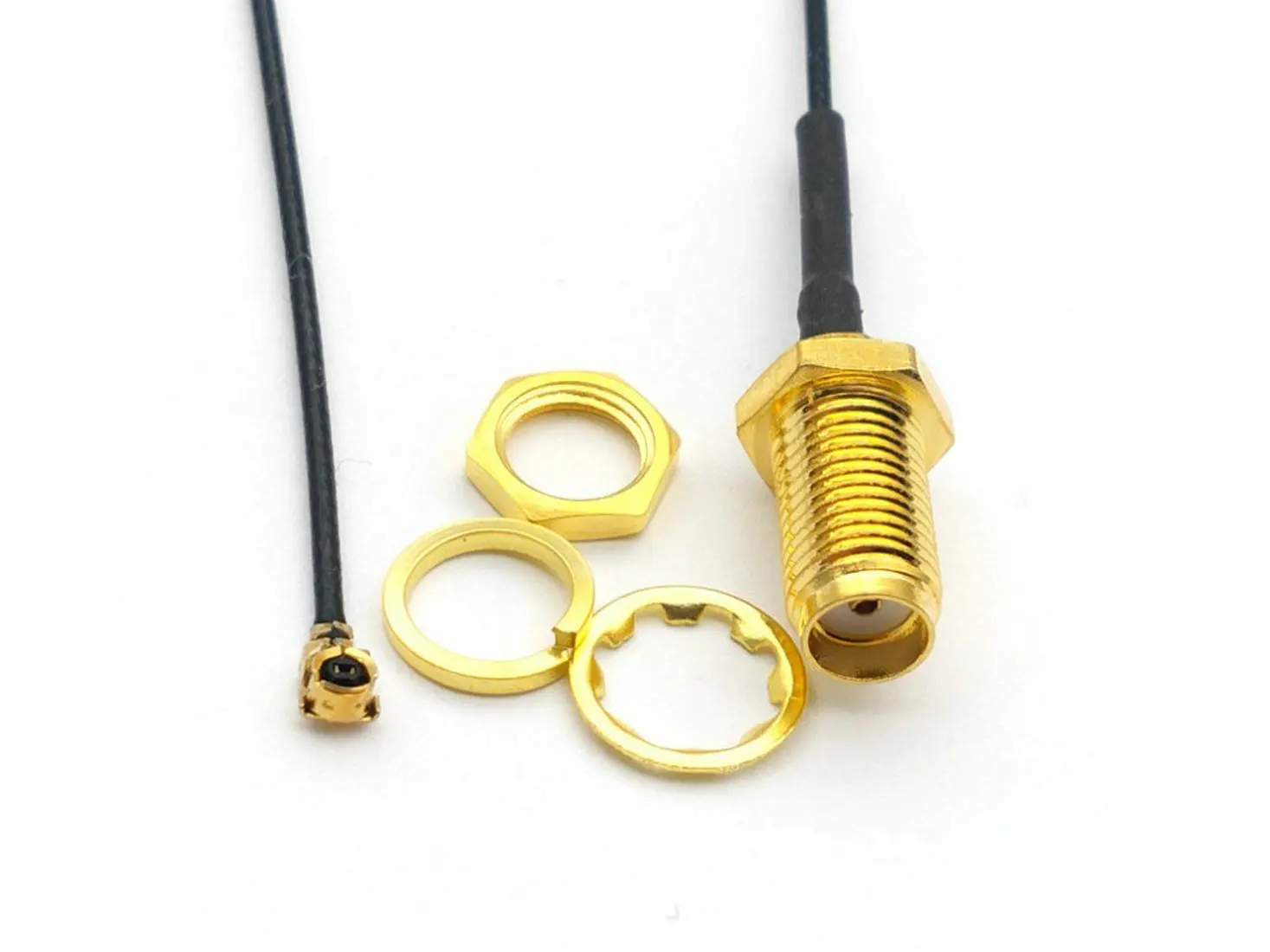 

50 шт. пигтейлы ZHTCRJ brass SMA female nut bulkhead to IPX U.FL female 1.13