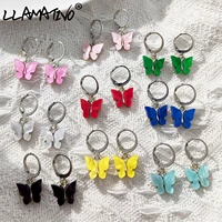 y2k cute multicolor resin butterfly drop earrings set for women cartoon animal acrylic dangle earring trendy party jewelry gift