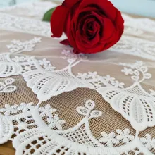 Chemin de Table en dentelle Rose américain, fier, nordique, moderne, minimaliste, blanc, broderie, couleur unie, nappe en tissu, décoration de la maison  (3)