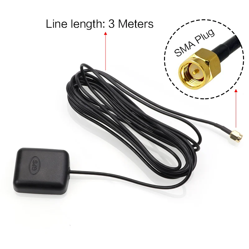 Купи 3M Car GPS Antenna GPS Receiver Car DVD Navigation Night Vision Camera Car GPS Active Remote Antenna Aerial Adapter Connector за 167 рублей в магазине AliExpress