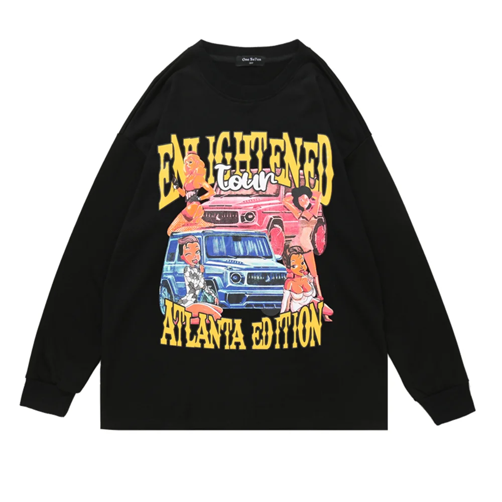

Men Oversize Long Sleeve Tshirts Streetwear Beauty Car Printed Tops 2022 Autumn Streetwear Harajuku Casual Loose Cotton T Shirt