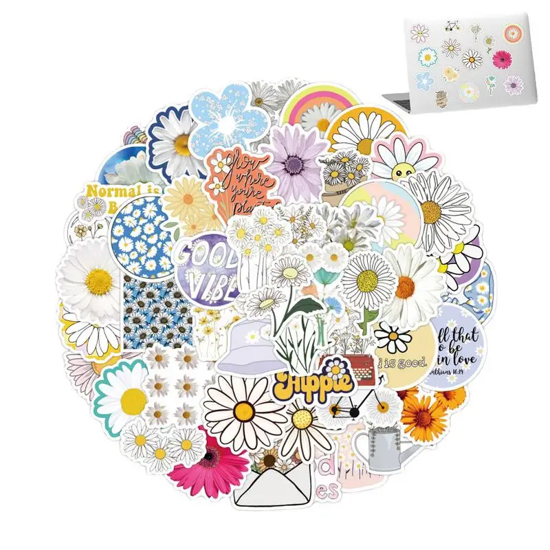 

50 шт./набор, наклейки-Маргаритки для бутылок с водой