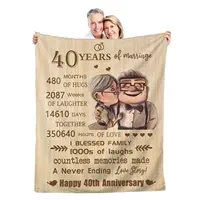 40th Anniversary Blanket Gifts 40th Wedding Throw Blankets Golden 40 Years of Marriage for Couple Parents Blanket Couch Sofa