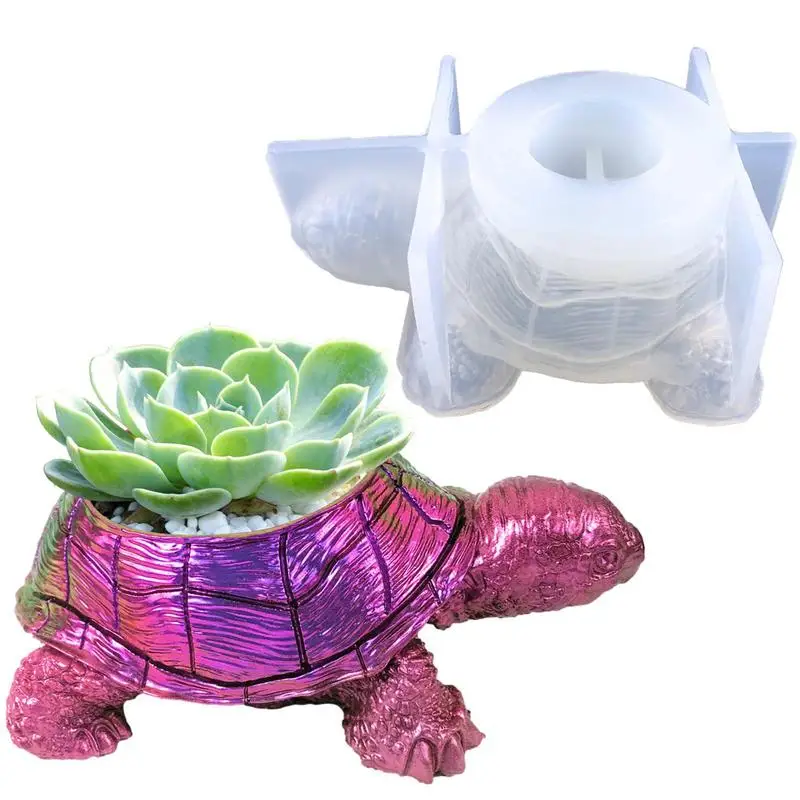 

Turtle Silicone Mold Turtle Succulent Planter Concrete Molds Versatile DIY Drip Resin Flower Pot Ornament Plaster Mold For Home