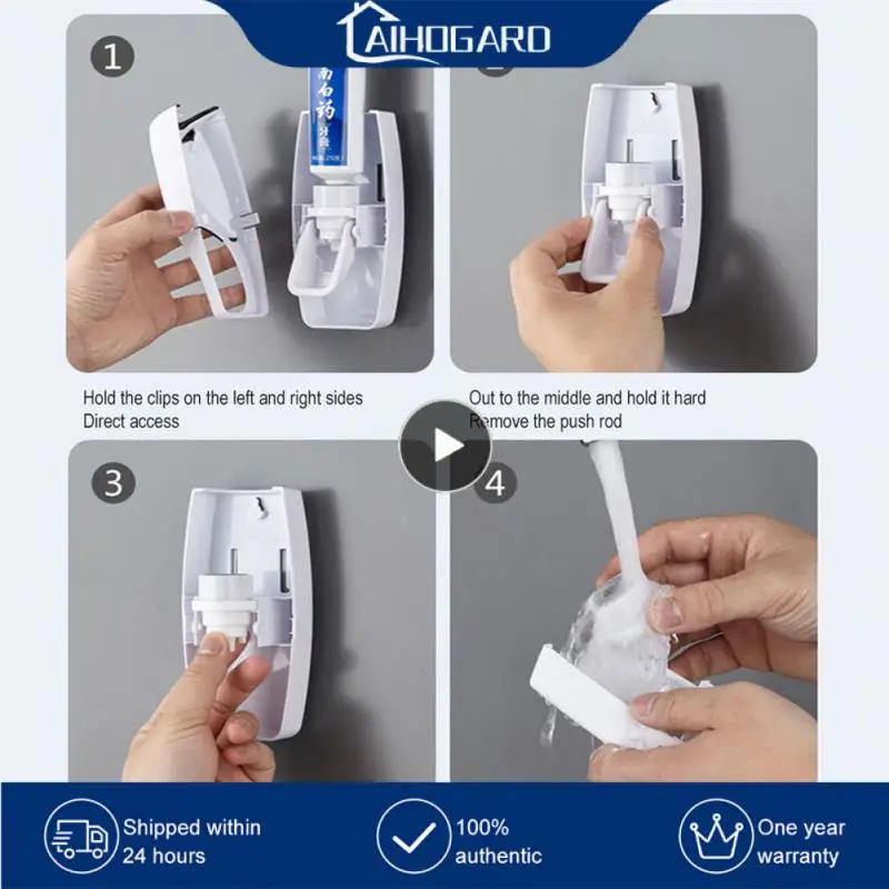 

Toothpaste Dispenser Automatic Dustproof Toothpaste Squeezer Set Wall Mounted Sticky Suction Toothbrush Holder Bathroom