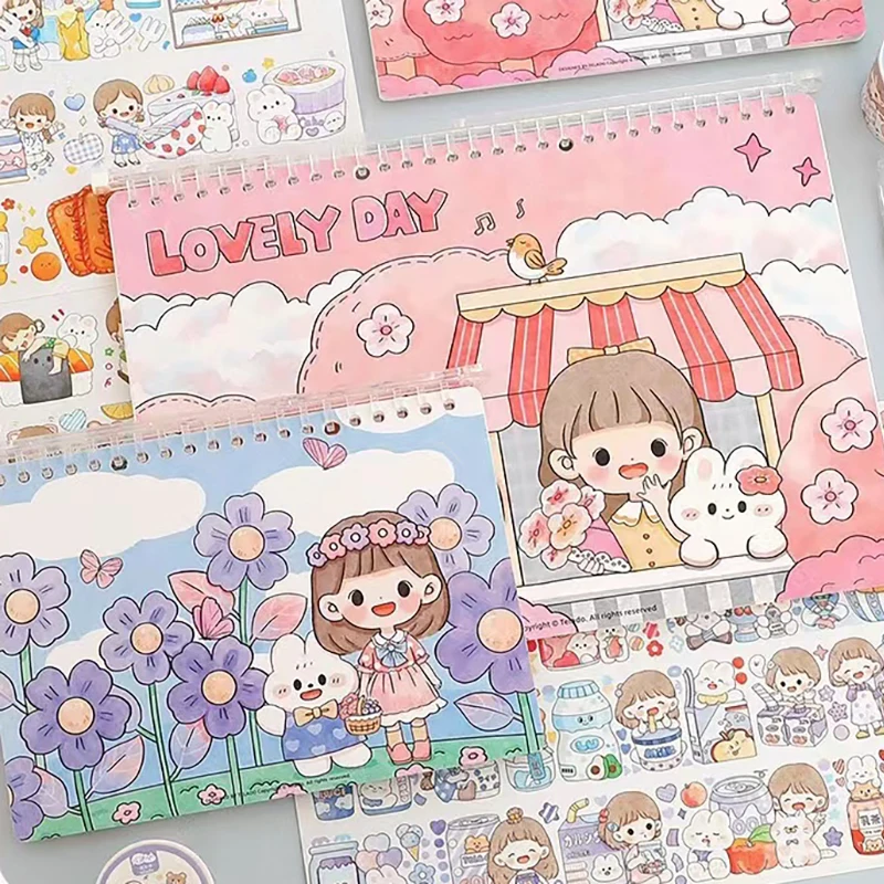 

Kawaii серии Abu многоразовая спиральная журнал выпуск книга васи лента наклейки россыпью лист хранение книжка катушка Книга Школа Канцтовары