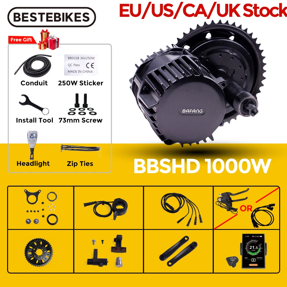 

Bafang 1000W Motor BBSHD BBS03 48V 52V 1000W Mid Drive Motor 8fun Electric Bike Ebike E-Bike Conversion Kit Engine For Bicycle