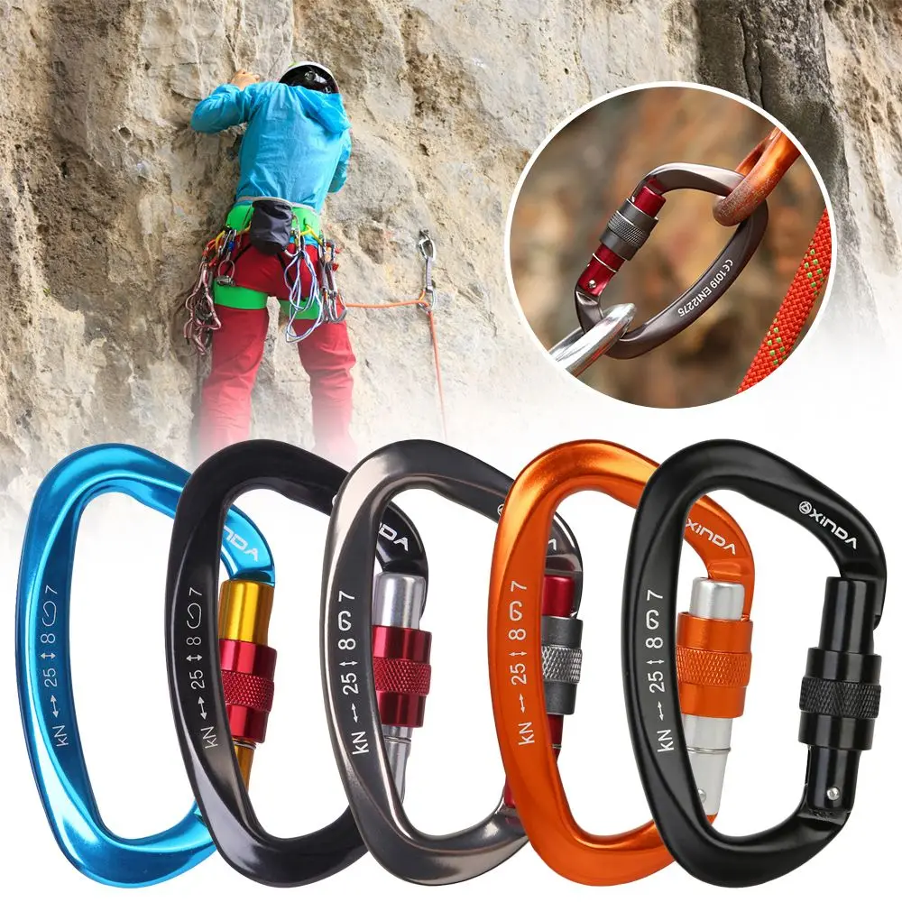 

XINDA 25KN D Shaped Safety Master Screw Lock Mountaineering Caving Rock Climbing Carabiner Buckle Escalade Equipement