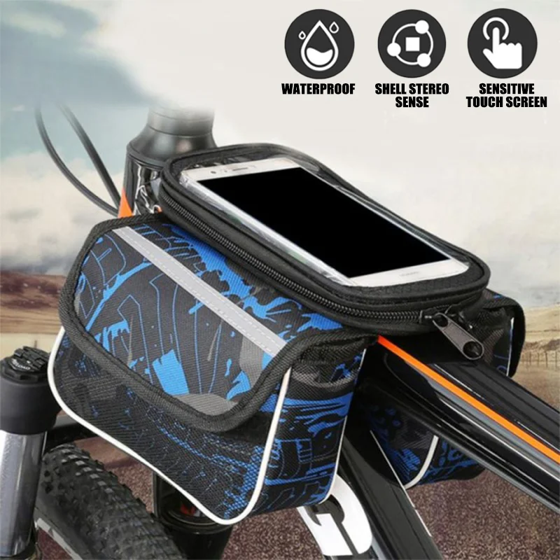 

MTB Road Bike Beam Bag Top Tube Detachable Frame Handlebar Pannier for Riding Outdoor Bicycle Touch Screen Waterproof