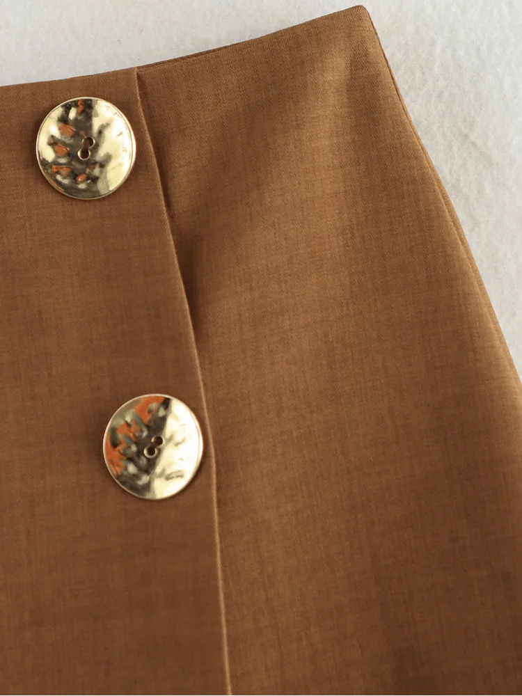 Осень/зима 2024 новая женская двубортная юбка плиссированная трапециевидной формы