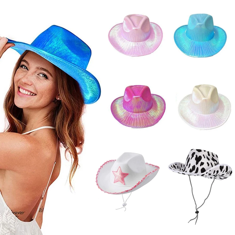 

1pc Western Cowboy Hat Performance Hat Party Celebration Decorative Hat Milk Print Felt Cowboy Hat Multicolor Chapeau de cowboy