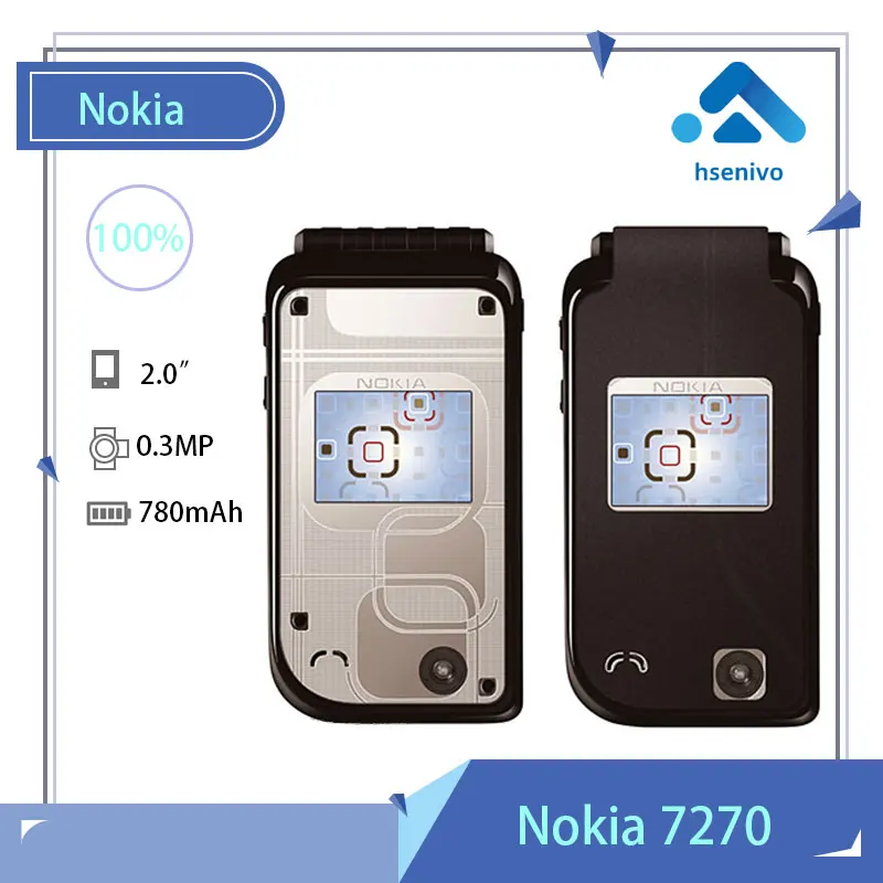 

Nokia 7270 Refurbished-Original Unlocked Nokia 7270 Flip 2.0“ GSM mobile phone 2G phone with one year warranty free shipping