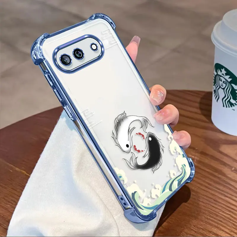 Фото Защитный чехол с покрытием для Google Pixel 10A Pixel 10 Pro XL, чехол из ТПУ с противоударной защитой по четырем углам и узором в виде рыбы. №5