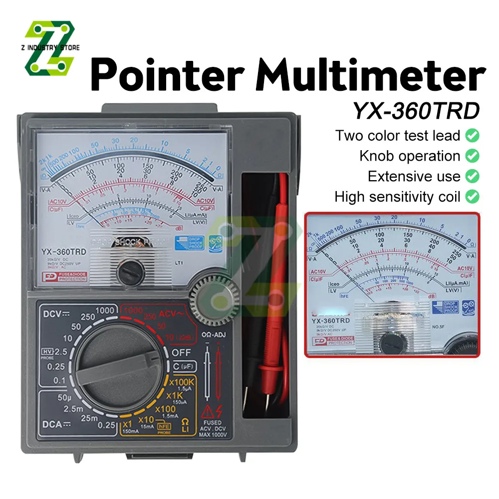 

YX-360TRD Multimeter Portable Electric Analog Multitester Voltmeter Ammeter AC / DC Voltage Current Meter Tester