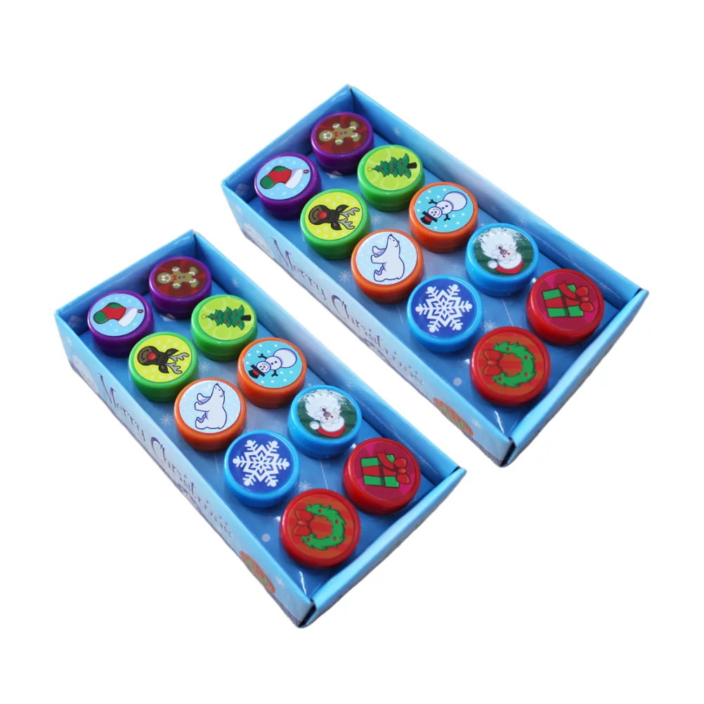 

Stampers Christmasstamper Kidsstamps Cartoon Toy Rubber Seal Fun Children Holiday Party Favors Self Ink Set Inking Colored Inked