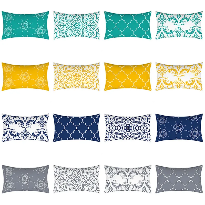 

Geometry Pillowcase 30X50 Mandala Cushion Cover Polyester Sofa Cushions Decorative Throw Pillows Yellow Blue Gray Pillowcover