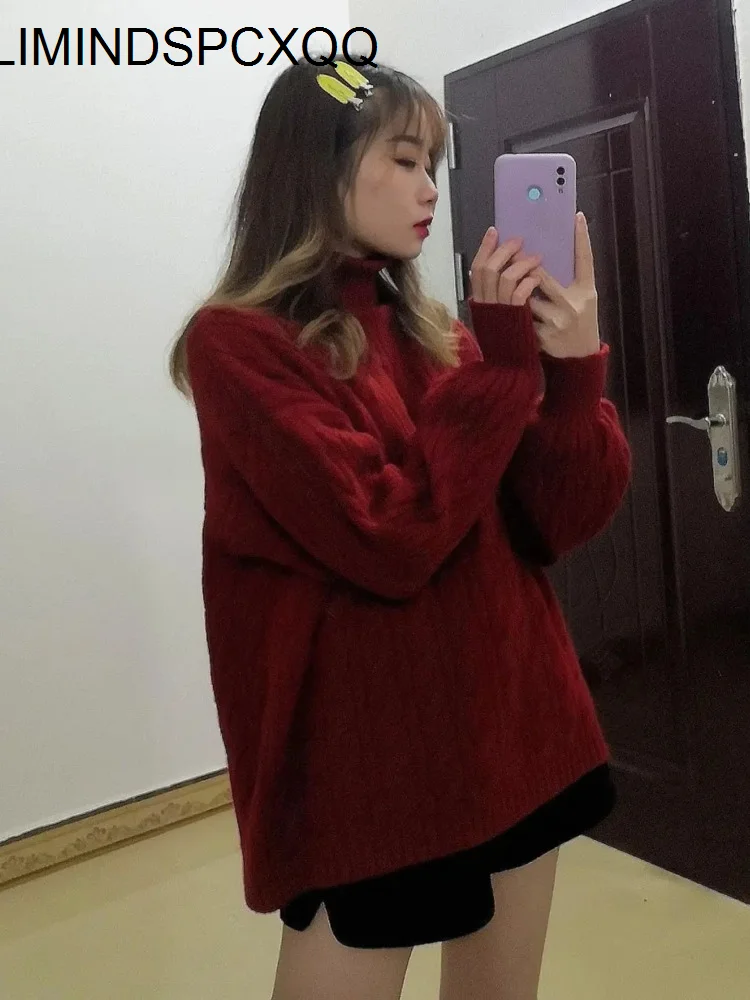 

Pullover Turtleneck Sweaters Long Sleeve Top Korean Fashion Lantern Sleeve Winter Clothes Women 2022 Tricot Feminino