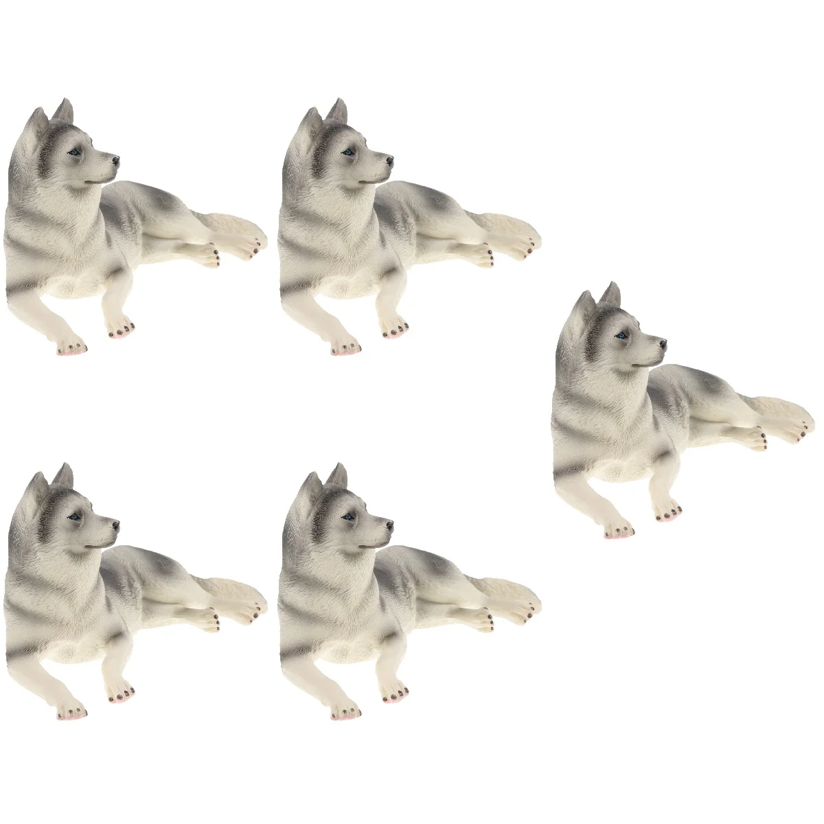 

Набор из 5 моделей Игрушек хаски, реалистичная модель собаки, фигурки, крошечные игрушки, настольное украшение, пластиковый детский щенок