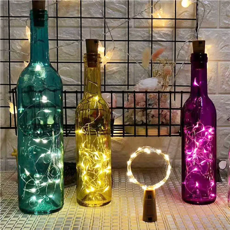 

New Year Fairy Wine Bottle with Cork LED String Lights Christmas Garland Party Wedding Decor Holiday Lighting Navidad Waterproof