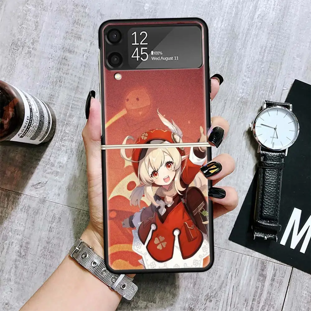 Чехлы Genshin Impact Klee для Samsung Galaxy Z Flip 4 5 6 3 Flip6 Flip4 Flip5 Flip3 ZFlip6 ZFlip5 5G жесткие