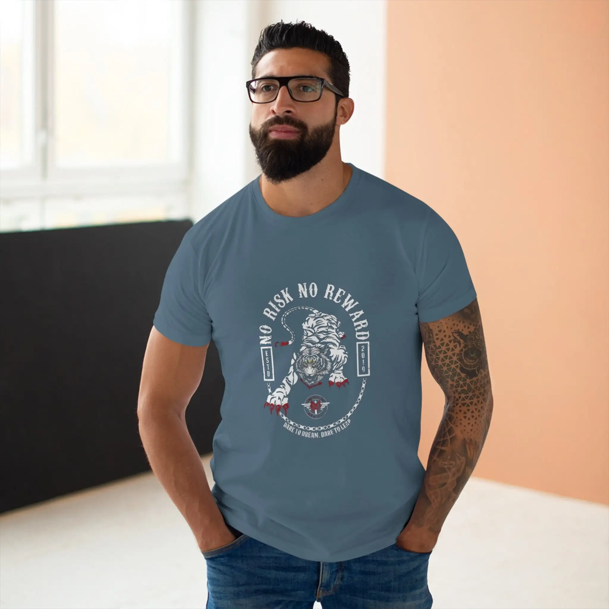 Мужская футболка Fierce Tiger без риска награда с надписью современная посадка