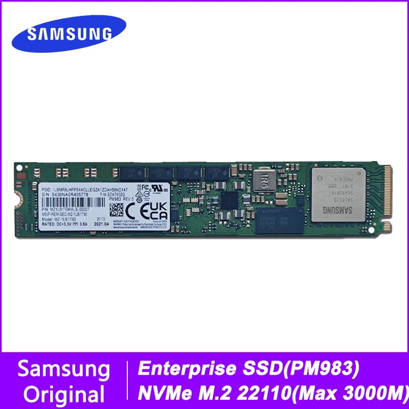 

SAMSUNG PM983 NVMe M.2 22110 Enterprise SSD 960GB 1.92TB 3.84TB Internal Solid State Disk Hard Disk HDD PCIe Gen3 x4 for Server