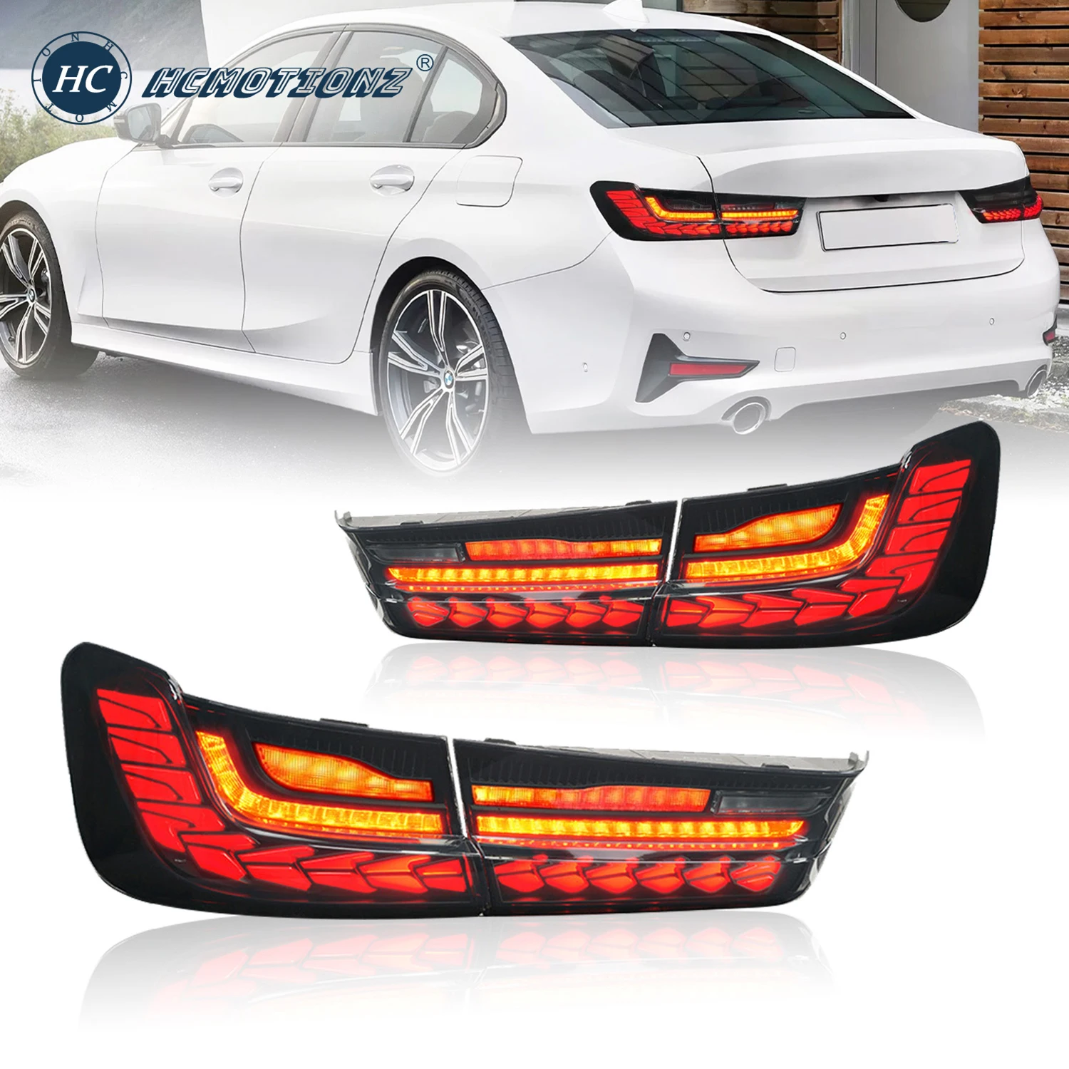 HCMOTIONZ Auto LED Tail Light for BMW G20 G80 M3 3 Series DRL Start UP Animation Assembly Car Styling Rear Back Lamp Accessories