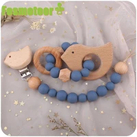 fosmeteor new baby products beech cartoon animal pacifier clip pacifier chain teether set baby baby teething gift teether toy