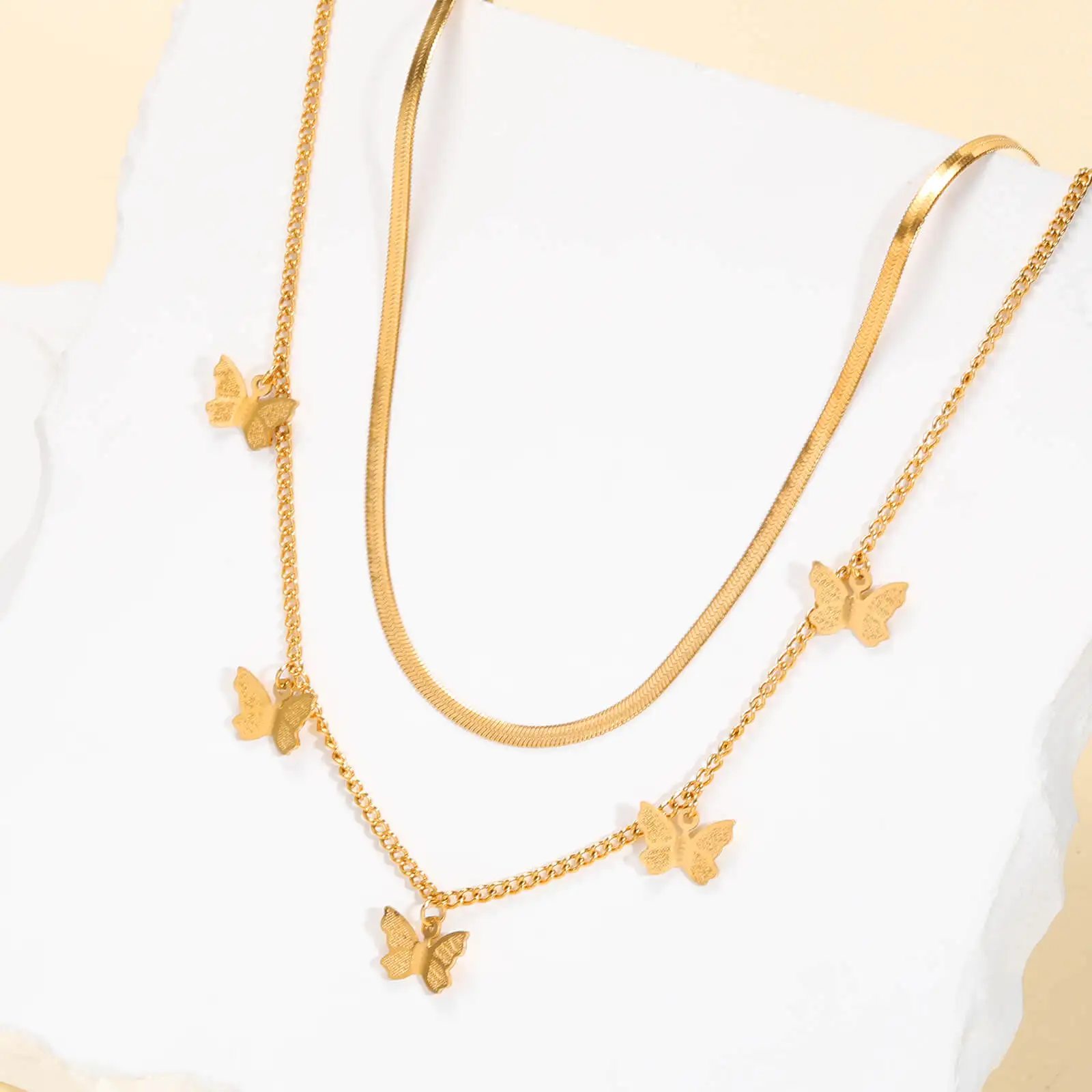 Женское ожерелье с подвеской-бабочкой из нержавеющей стали