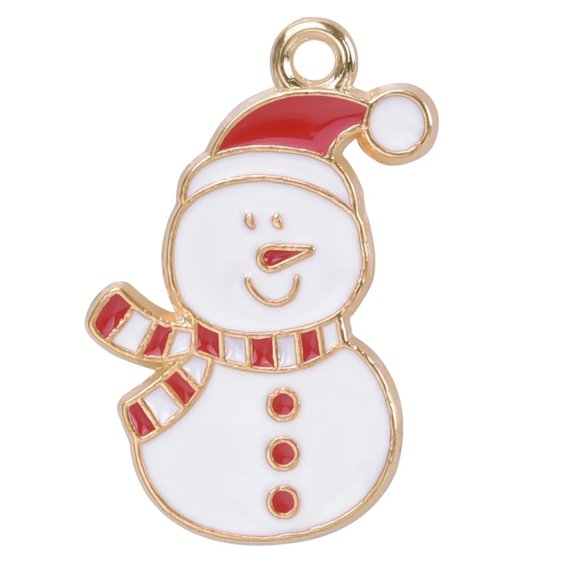 

15pcs/Lot Kawaii Colorful Christmas Hat Snowman Enamel Charm Alloy Pendant For Necklace Bracelet Jewelry Making Diy Accessories