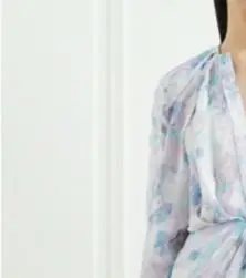 

Women's Mini Dress Ink Wash Print V-Neck Long Sleeve Robe Pleated Waist Chiffon Commuter Spring 2023