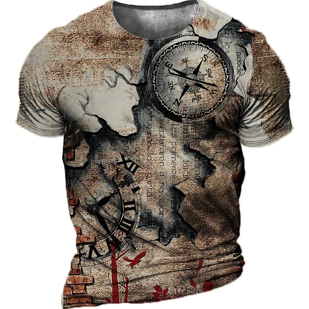 

Vintage Compass T Shirt Men 3d Print Navigation Compass Men's Crew Neck Short Sleeve Oversized Tops Tee Shirt Homme 6xl Camiseta