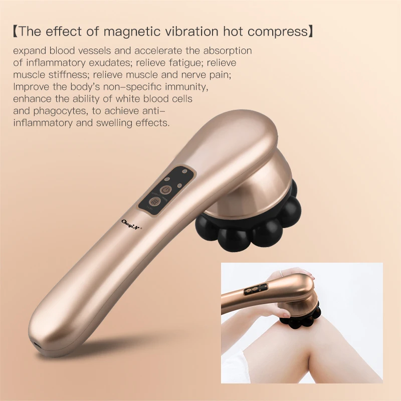 

Electric Handheld Massager Vibration Heating with 360°Rotating Ball Neck Back Boday Muscle Relax Deep Tissue Massage 53